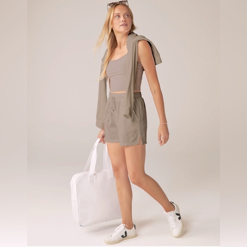 DONNI Terry Cloth Henley Shorts Gray